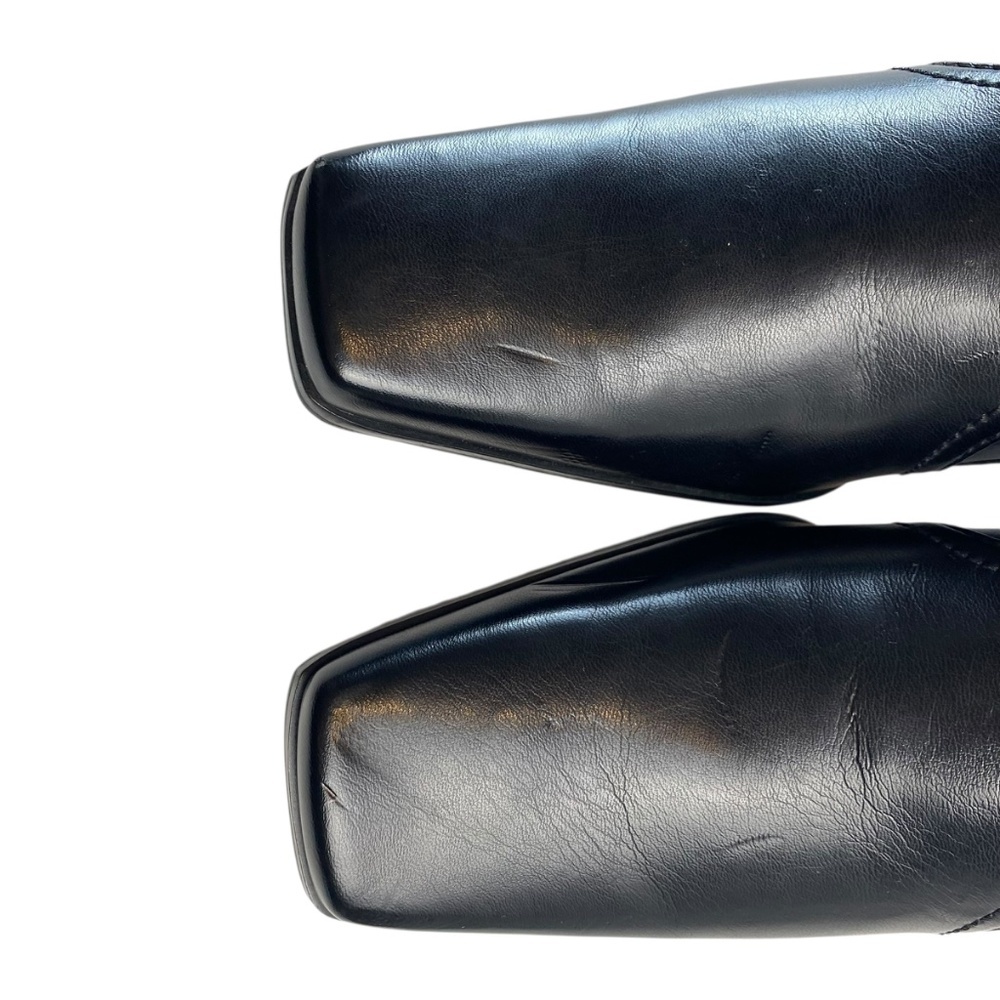 FRANCO SARTO Faux Leather Square Toe Slip-On Block Heel Booties in Black Size 8 - Picture 7 of 11
